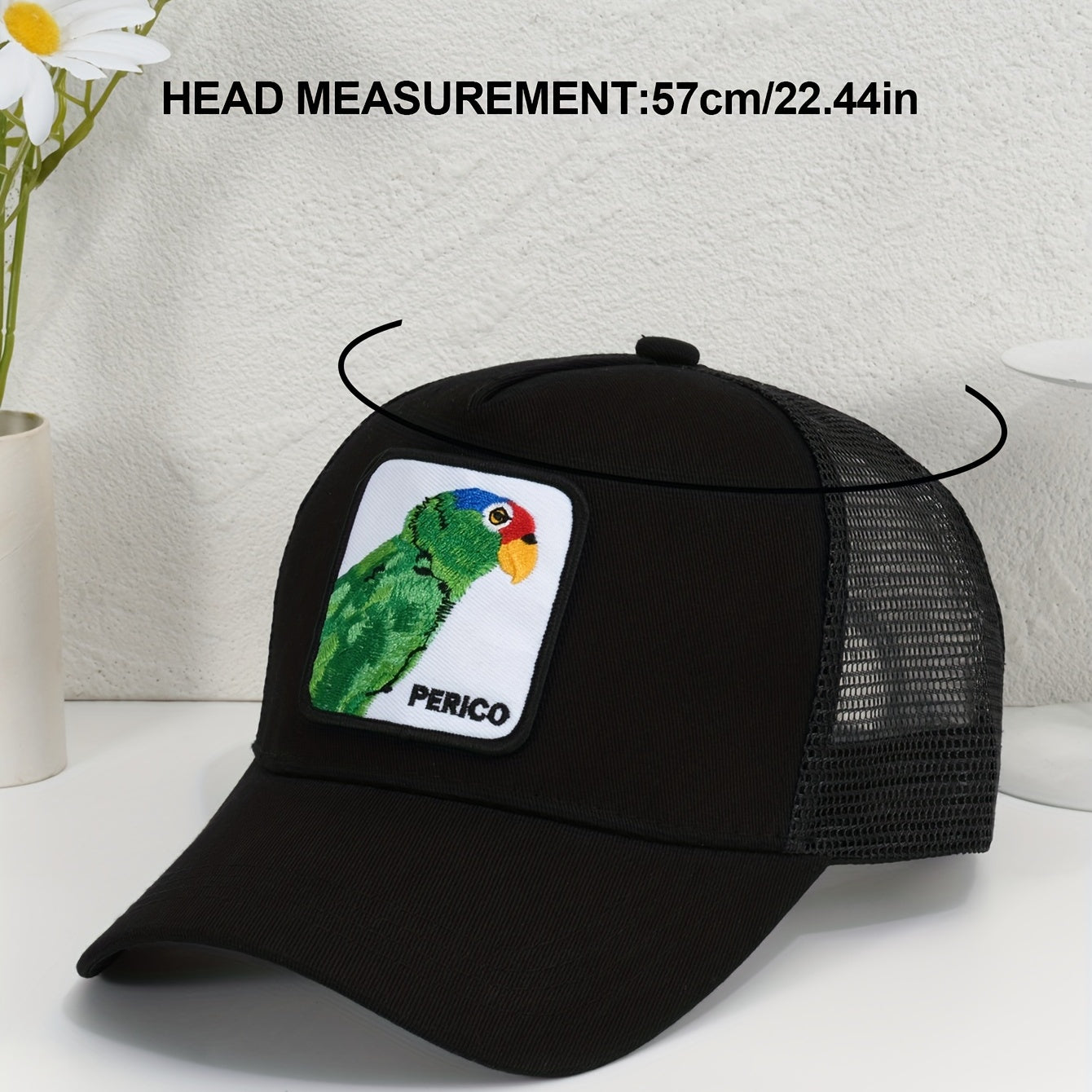 Parrot Patch Baseball Cap Mesh Trucker Hat Adjustable Sunscreen Dad Hats