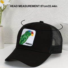 Parrot Patch Baseball Cap Mesh Trucker Hat Adjustable Sunscreen Dad Hats