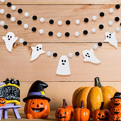 Halloween Felt Ghost Pull Flower Banner Haunted House Hanging Decoration