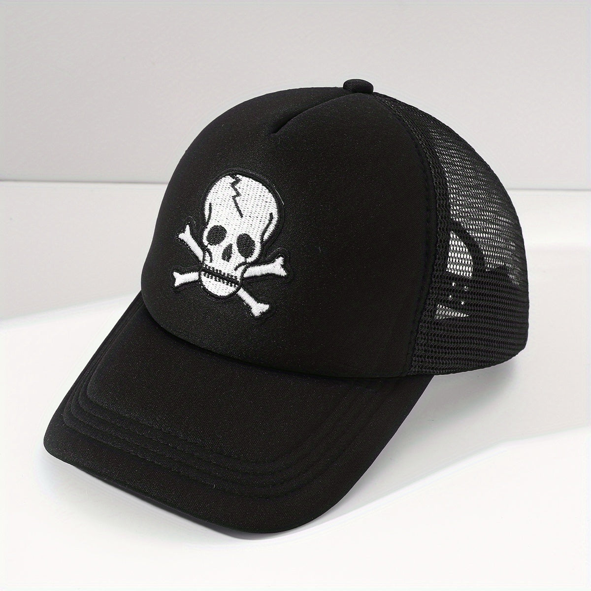 Men's Skull Print Mesh Baseball Cap