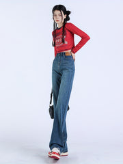 Casual High Waist Wide Leg Jeans