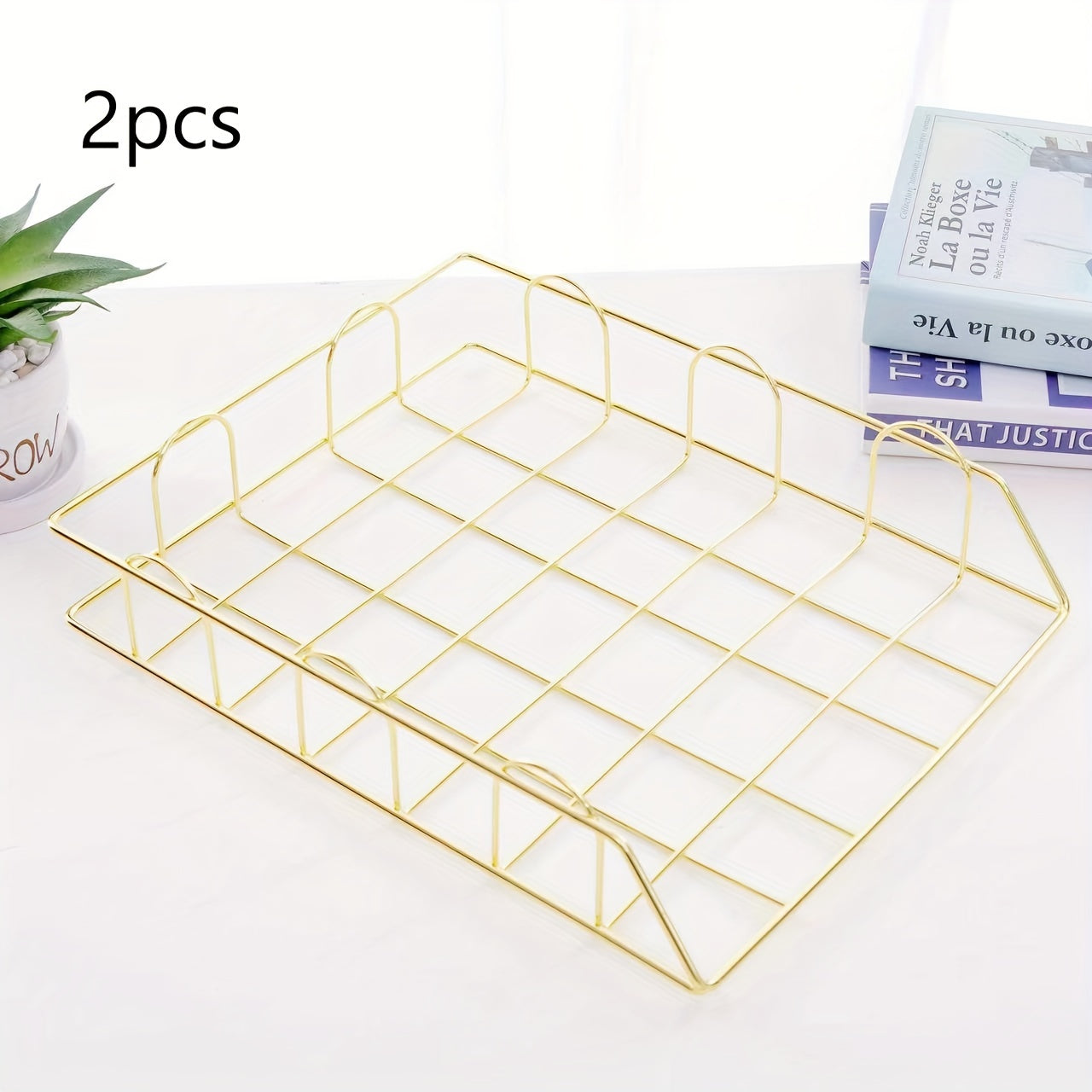 Metal Letter Tray Stackable Magazine File Rack Paper Manager