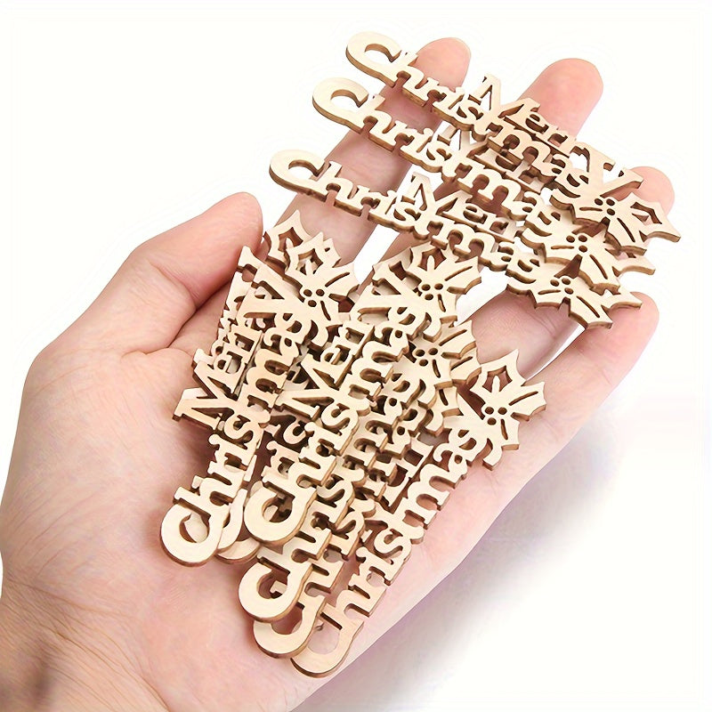 10pcs Merry Christmas Hanging Ornaments Wooden Letter Crafts DIY Home Decor Xmas