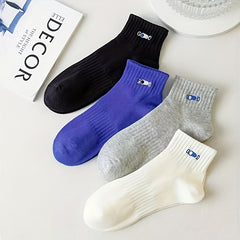 4 Pairs Letter Print Socks Women's Crew Short Stockings