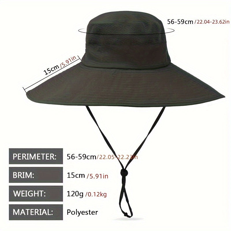 Wide Brim Sun Hat UV Protection Fisherman Hat With Drawstring