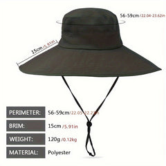Wide Brim Sun Hat UV Protection Fisherman Hat With Drawstring
