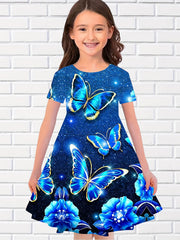 Sequin Butterfly Night Graphic Dress Girls Party