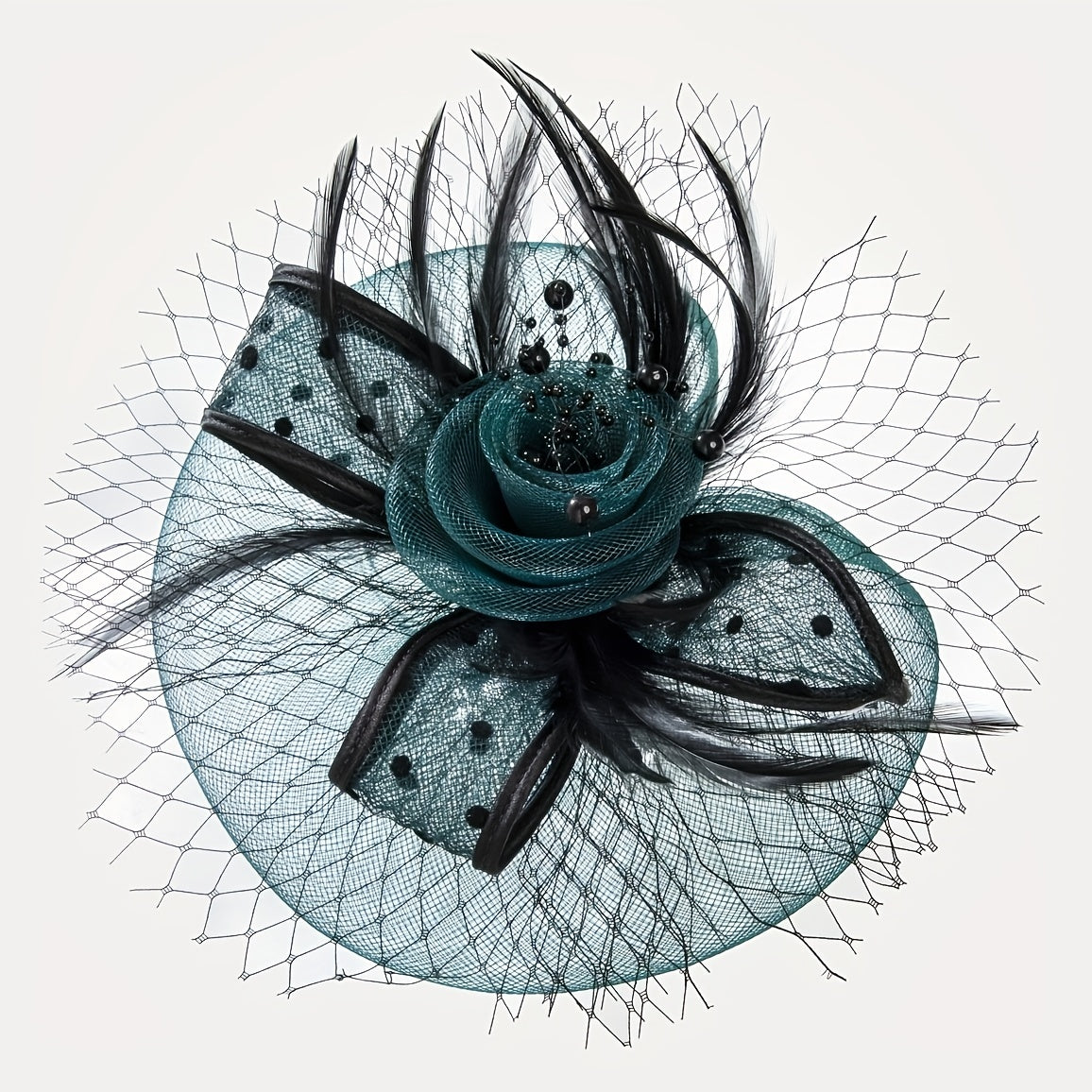 Women Hair Clip Mesh Flower Faux Feather Head Piece Derbyhat