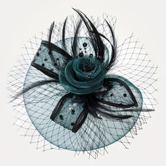 Women Hair Clip Mesh Flower Faux Feather Head Piece Derbyhat