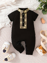 Baby Boy Short Sleeve Floral Print Jumpsuit