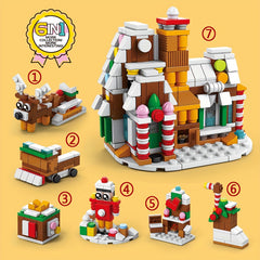 6-in-1 Christmas Gingerbread House Model Building Block Toys