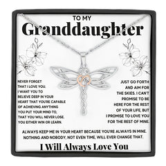 Dragonfly Necklace To My Granddaughter Gift Box Included