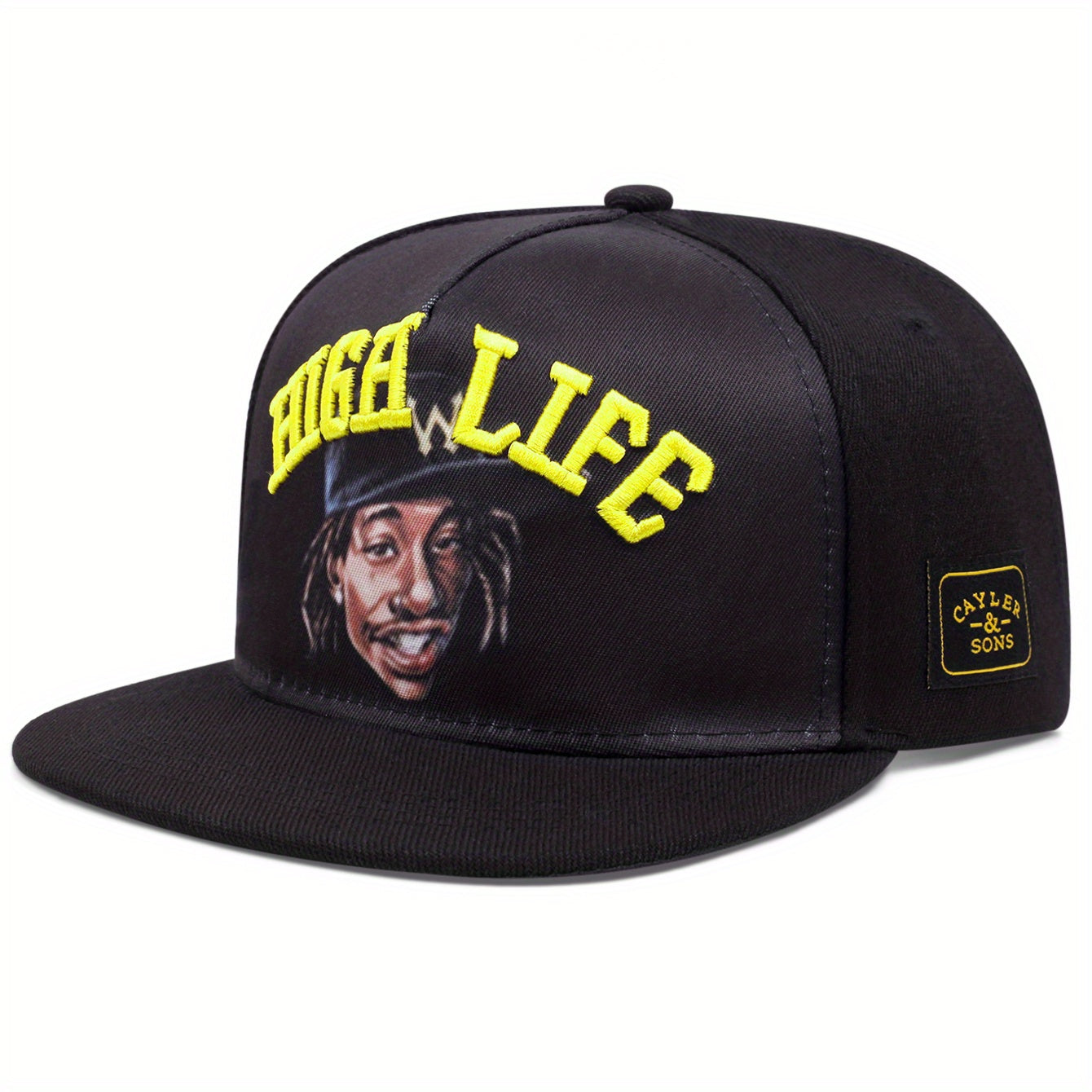 Men's High Portrait Embroidered Hip Hop Flat Brim Hat Baseball Cap