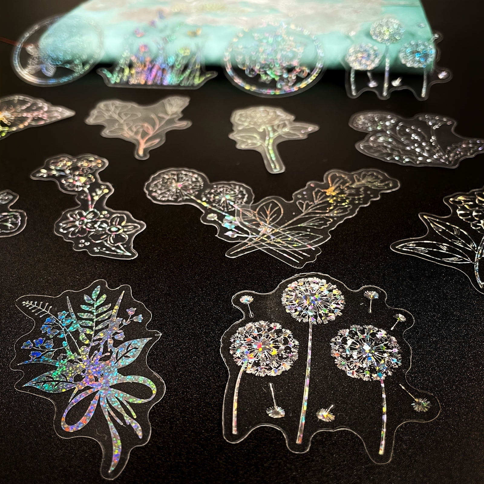 100 Sheets Transparent Laser Decal Stickers PET Creative Diy Retro Stickers