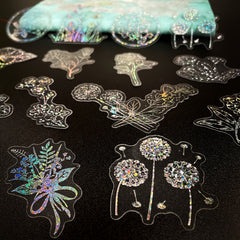 100 Sheets Transparent Laser Decal Stickers PET Creative Diy Retro Stickers