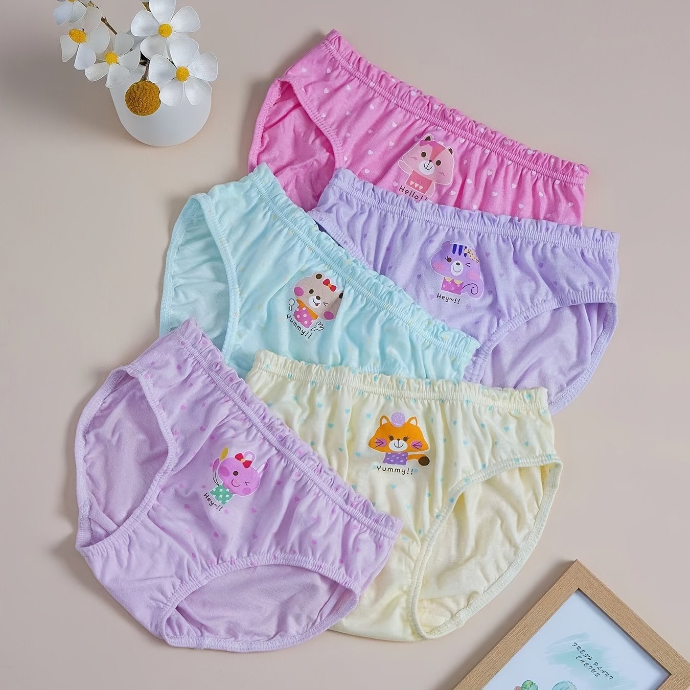 Girls Panda Rabbit Print Shortie Brief Soft Cotton Underwear