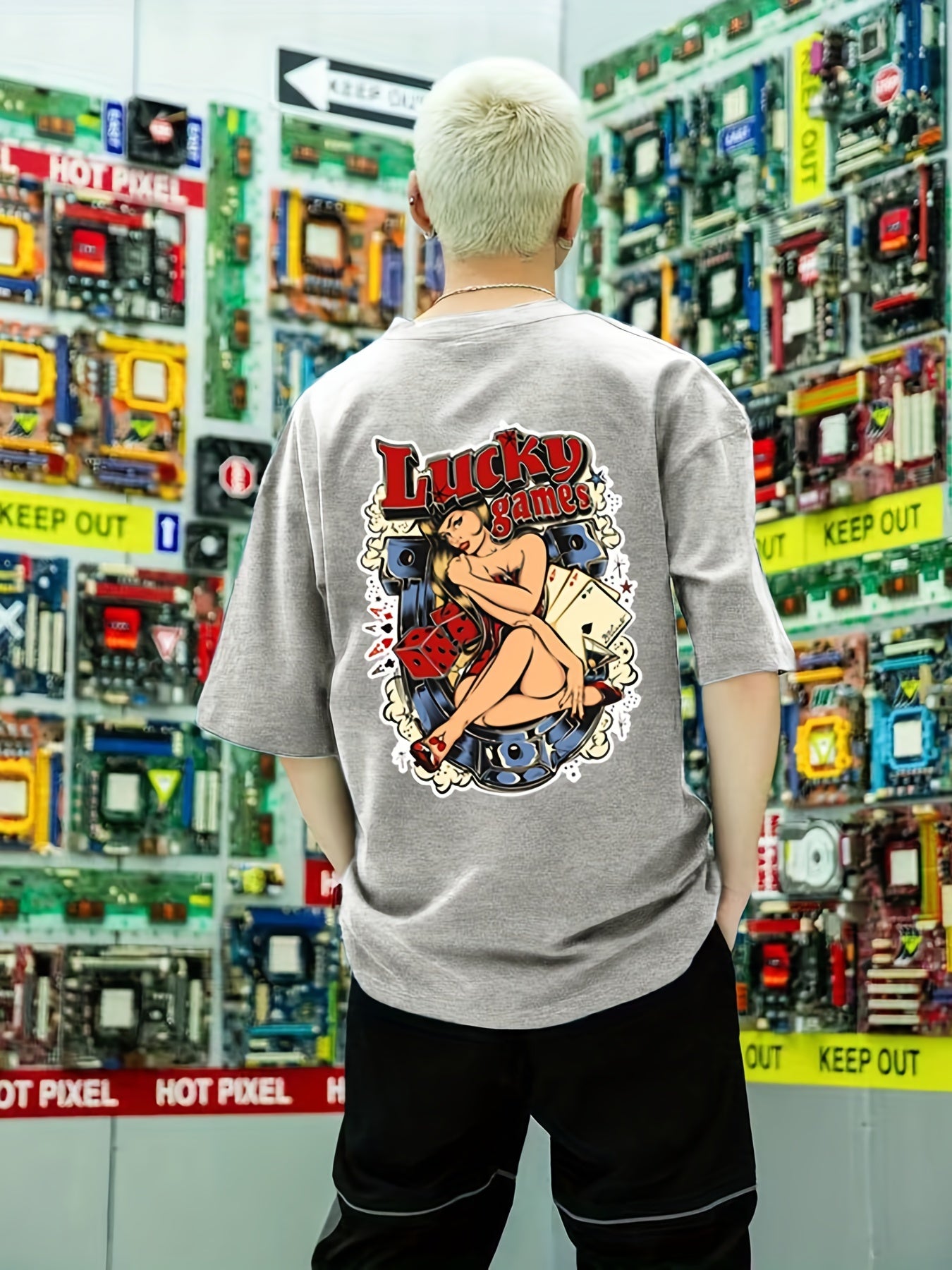 Men's Lucky Game Back Print Graphic Tee