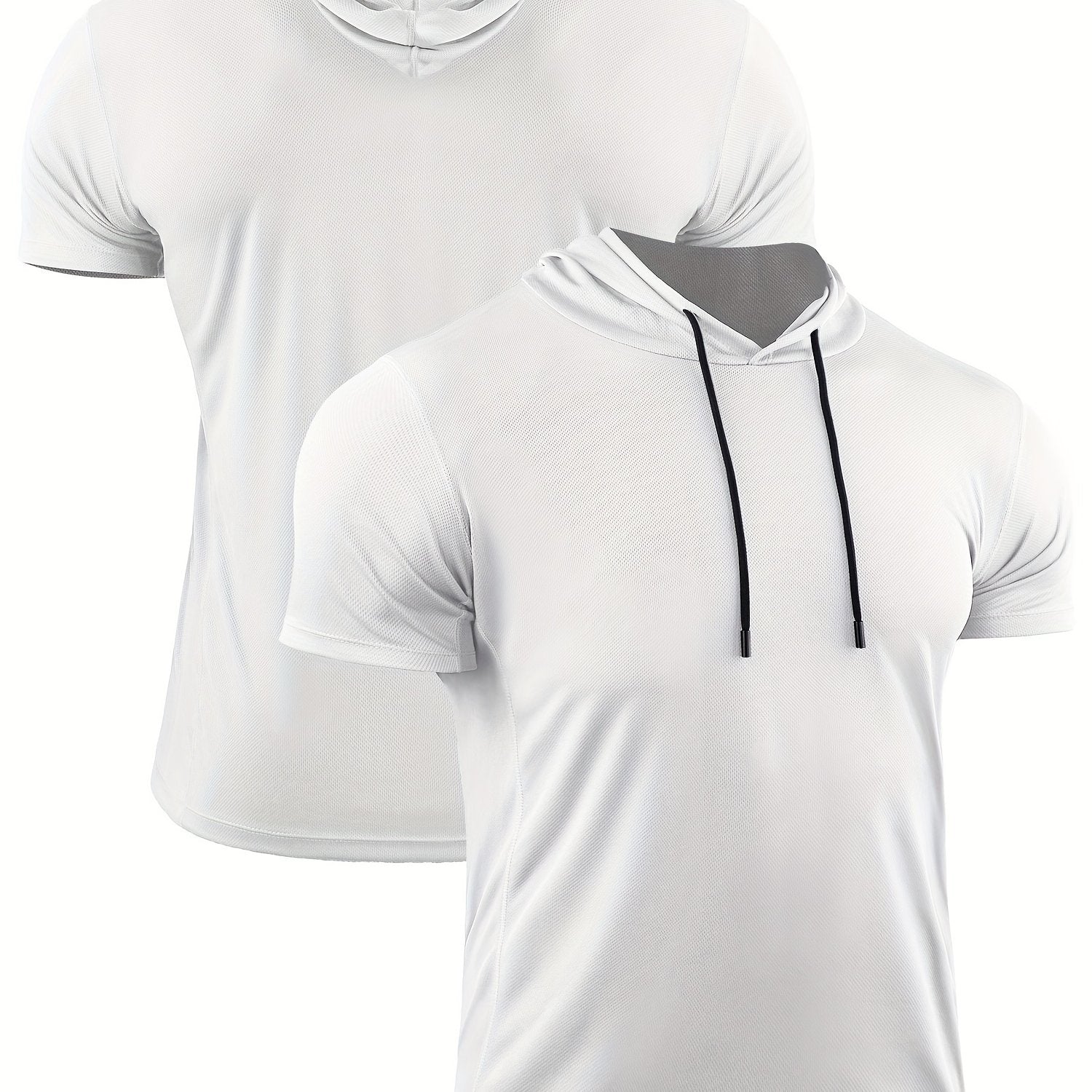Men's Casual Sports Shirt Quick Dry Hooded Short Sleeve Top