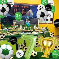 25pcs Football Party Decorations Soccer Balloon Set Cake Topper Number Balloon