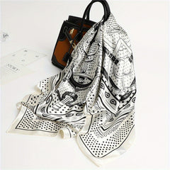Paisley Print Square Scarf Dotted Silk Hijab Women Head Wraps Shawl