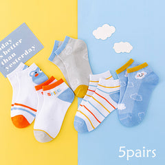 5 Pairs Boys Mesh Breathable Socks Cartoon Cloud Pattern