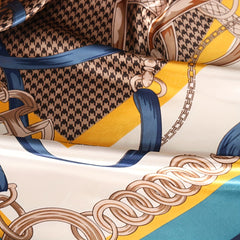 Houndstooth Print Bandana Square Scarf Satin Shawl