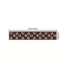 Mexican Style Skull Linen Table Runner Halloween Decor