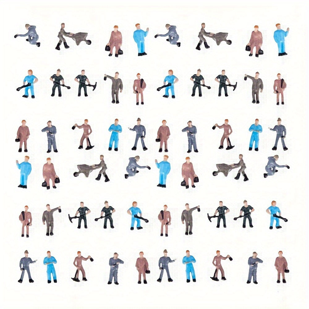 25pcs 1/87 HO Scale Train Workers w/ Tools for Railway Layout Toys