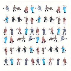 25pcs 1/87 HO Scale Train Workers w/ Tools for Railway Layout Toys