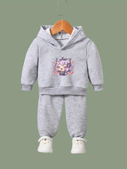 Anime Pattern Long Sleeve Hooded Sweatshirt Girls Comfy Hoodies Pullover