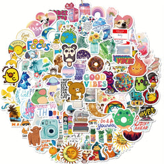 100pcs Colorful Waterproof Vinyl Stickers - Bulk Sticker Packs