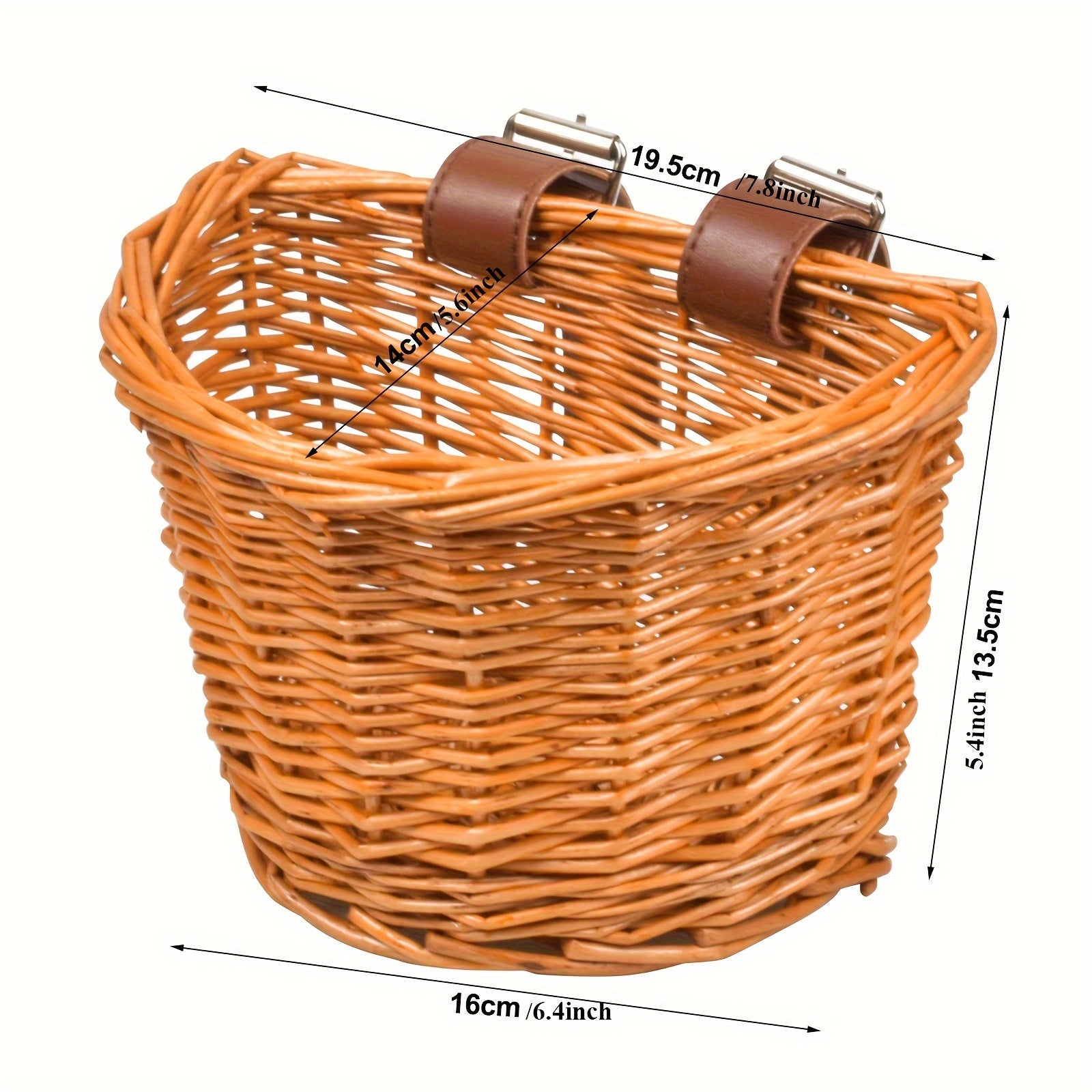 Vintage Bike Front Handlebar Basket with Leather Straps