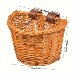 Vintage Bike Front Handlebar Basket with Leather Straps