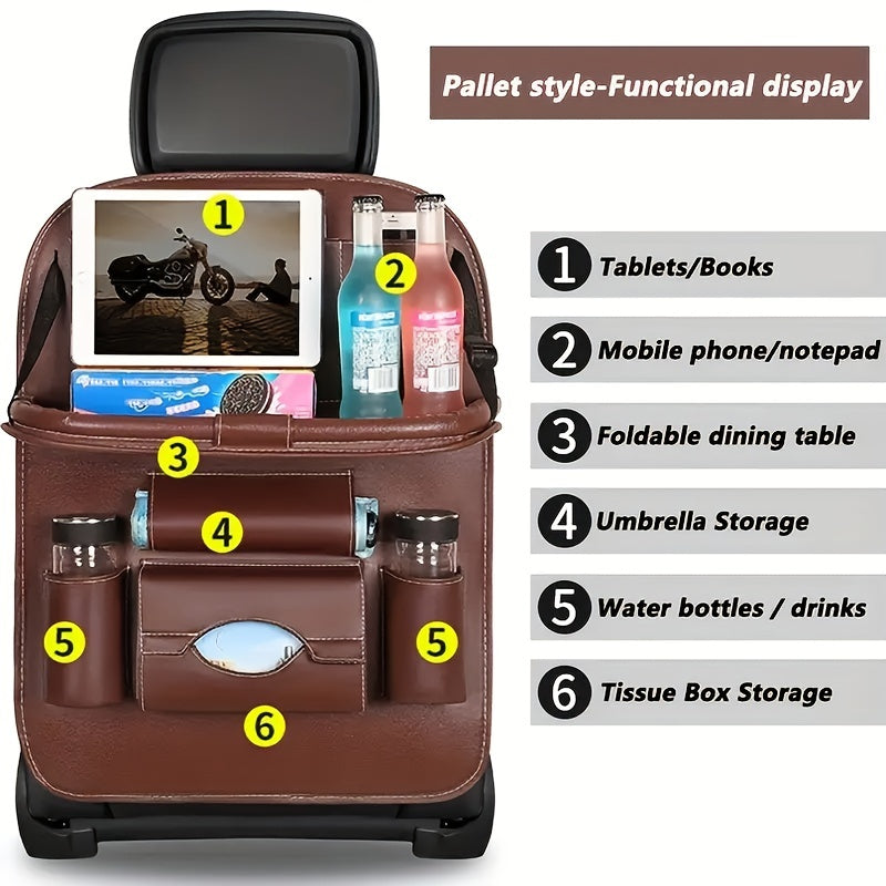 Faux Leather Car Seat Back Storage Bag for Children