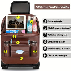 Faux Leather Car Seat Back Storage Bag for Children