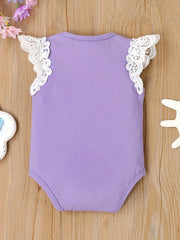 Baby Girl Ruffle Trim Flutter Sleeve Onesie Romper