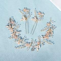 3pcs Flower & Crystal Bridal Headwear Hair Band & Pin