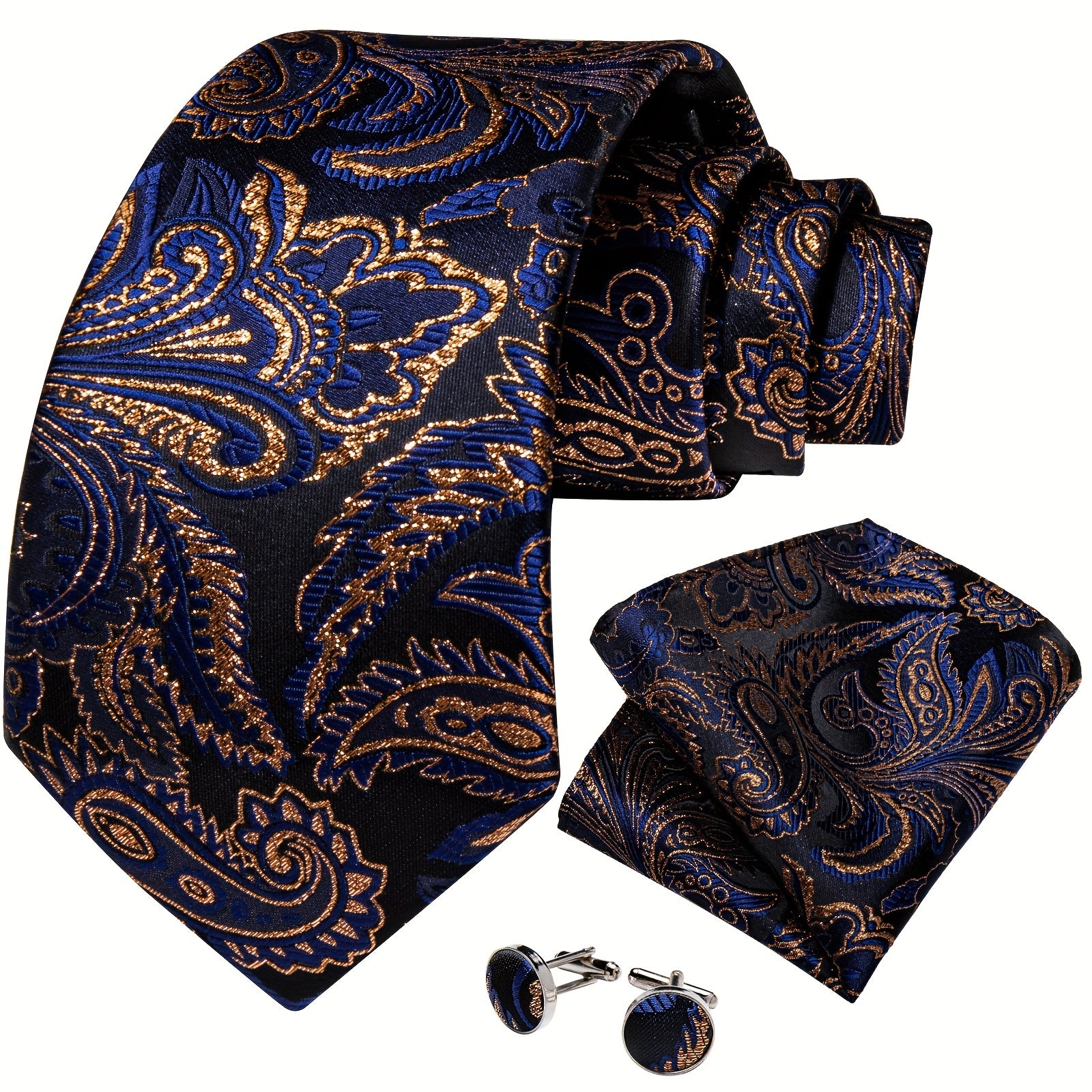 Purple Paisley Silk Tie Set - Wedding Business Party