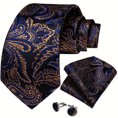 Purple Paisley Silk Tie Set - Wedding Business Party