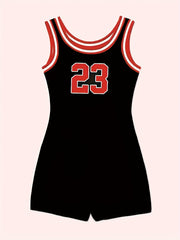 Sleeveless Contrast Trim Jumpsuit Casual Tank Romper