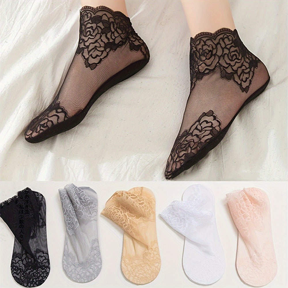 5 Pairs Girl s Lace Ankle Socks Low Cut Fishnet Children s Short Socks