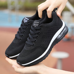 Women's Mesh Air Cushion Running Shoes Lightweight Lace Up Travel Walking Shoes