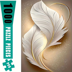 1000 pcs Feather & Golden Challenge Jigsaw Puzzle for Adults & Family