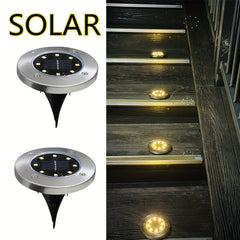 4pcs LED Solar Buried Lights Outdoor Waterproof Stainless Steel Lawn Lights