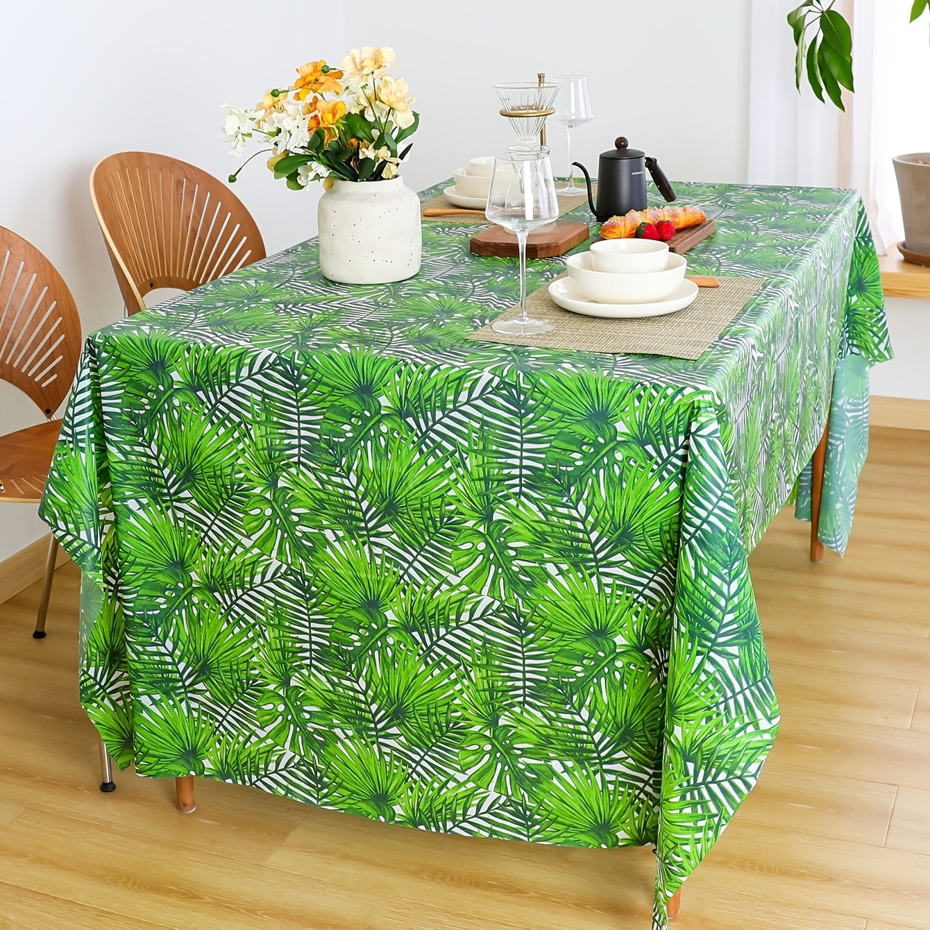 Natural Plant Kitchen Tablecloth Green 107x53 Table Cloth