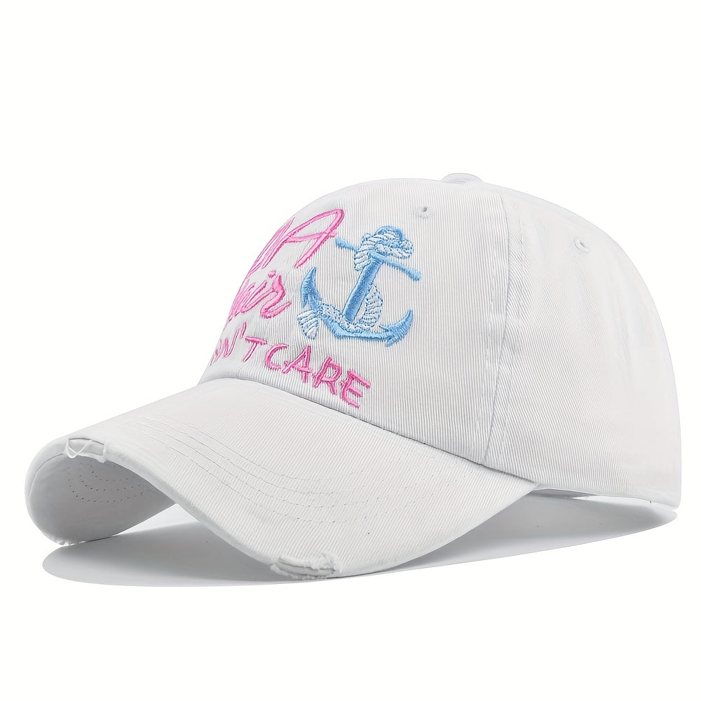 Boat Hair Don't Care Baseball Cap Embroidery Candy Washed Distressed Sun Hat