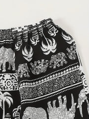 Girls Chinese Style Crane Graphic Sweatpants Elastic Waist Casual Jogger Pants