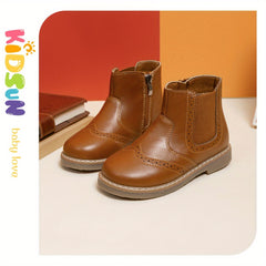 Kidsun Vintage Soft Bottom Boots For Girls Non Slip Boots With Zipper