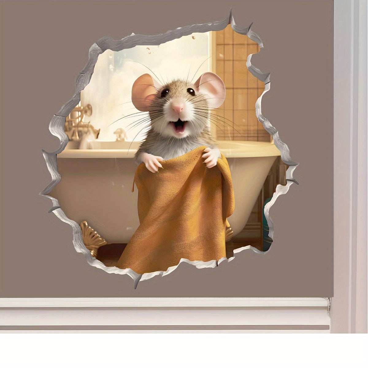 Lovely Mouse Bath Wall Sticker for Bedroom Living Room PVC Waterproof