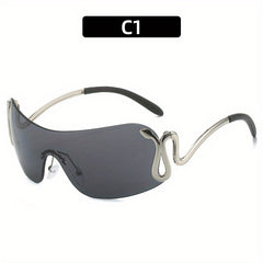 Y2K One Piece Sunglasses Snake Charm Gradient Rimless Glasses UV400